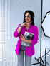 Vivid Fuchsia, ONE SIZE jacket with gathered sleeves